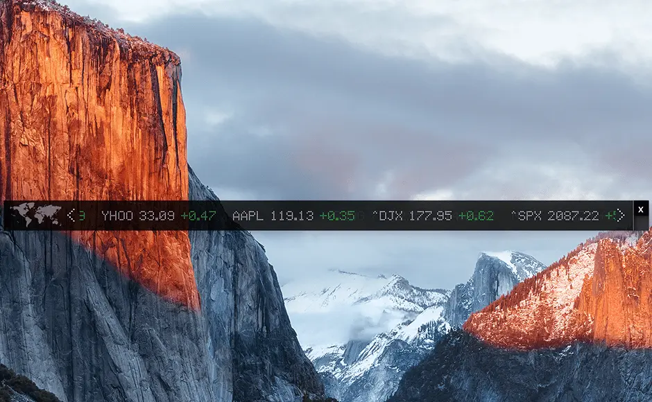 Finance Toolbar for Mac about the dynamic scrolling bar